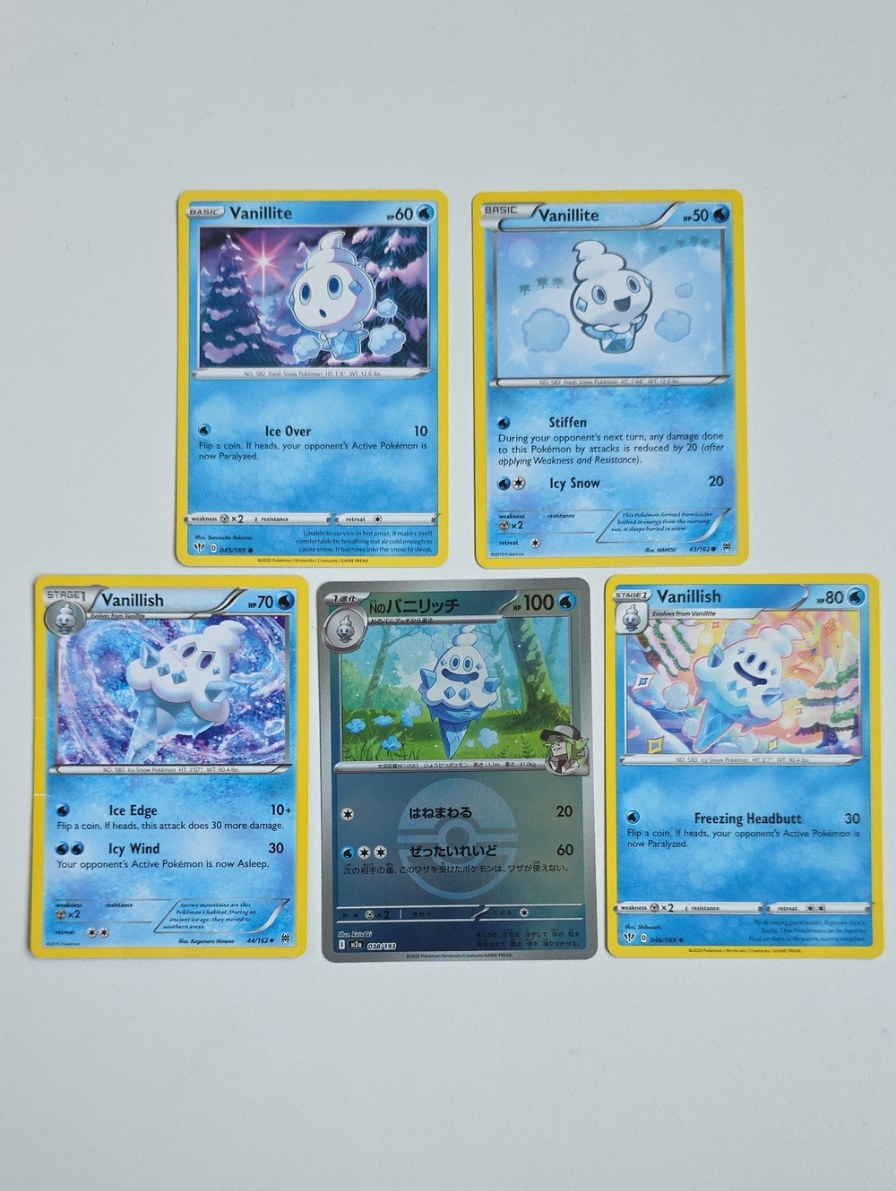 Pokemon Vanillish And Vanillite Cards